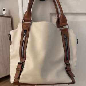Chic Cream and Brown Tote Bag